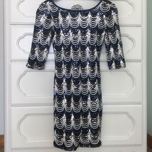NEW YEARS DRESS Blue & Silver Sparkle Sequin Dress